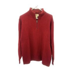 Woolrich Mens Red Burgundy Heather Wool Half Zip Mock Sweater Size M